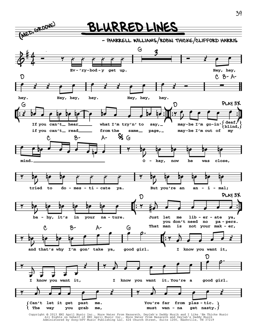 Blurred Lines Voice scores gallery preview page 1