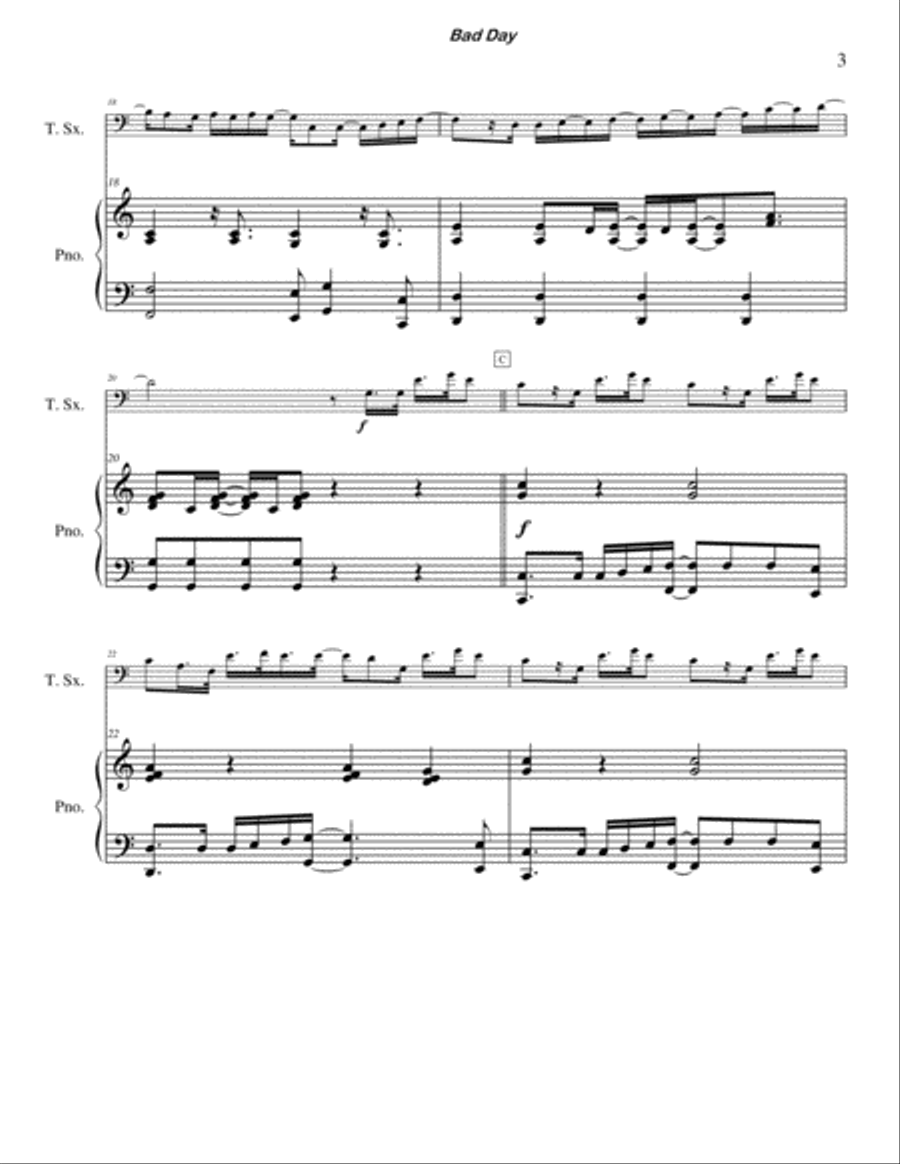 Bad Day Bad Day Tenor Saxophone scores gallery preview page 3