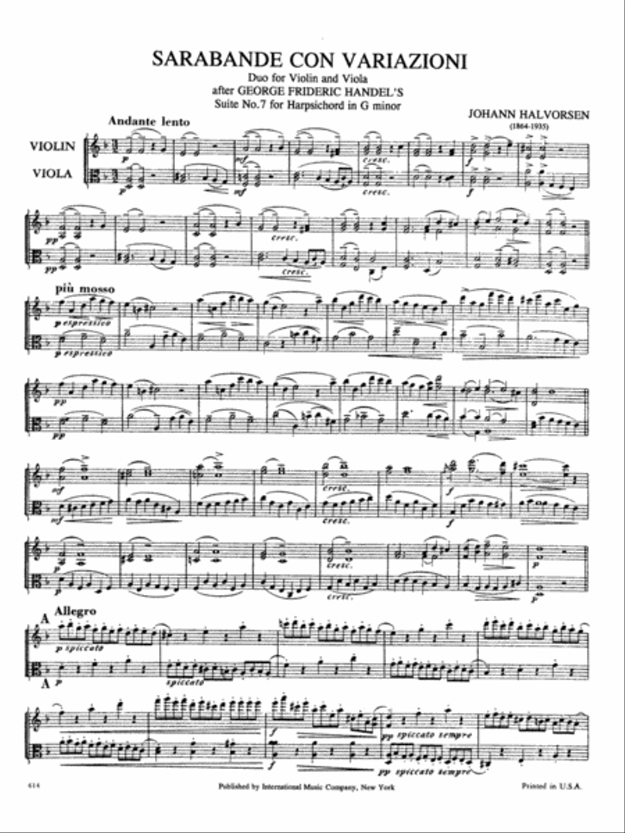 Sarabande Con Variazioni Sarabande Con Variazioni Viola scores gallery preview page 2