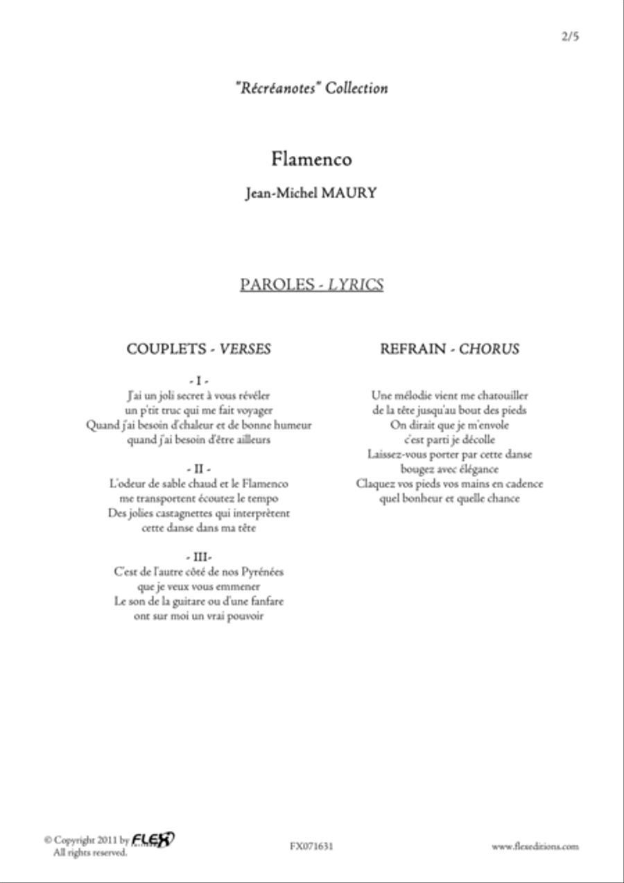 Flamenco - Piano Reduction Children's Choir scores gallery preview page 2