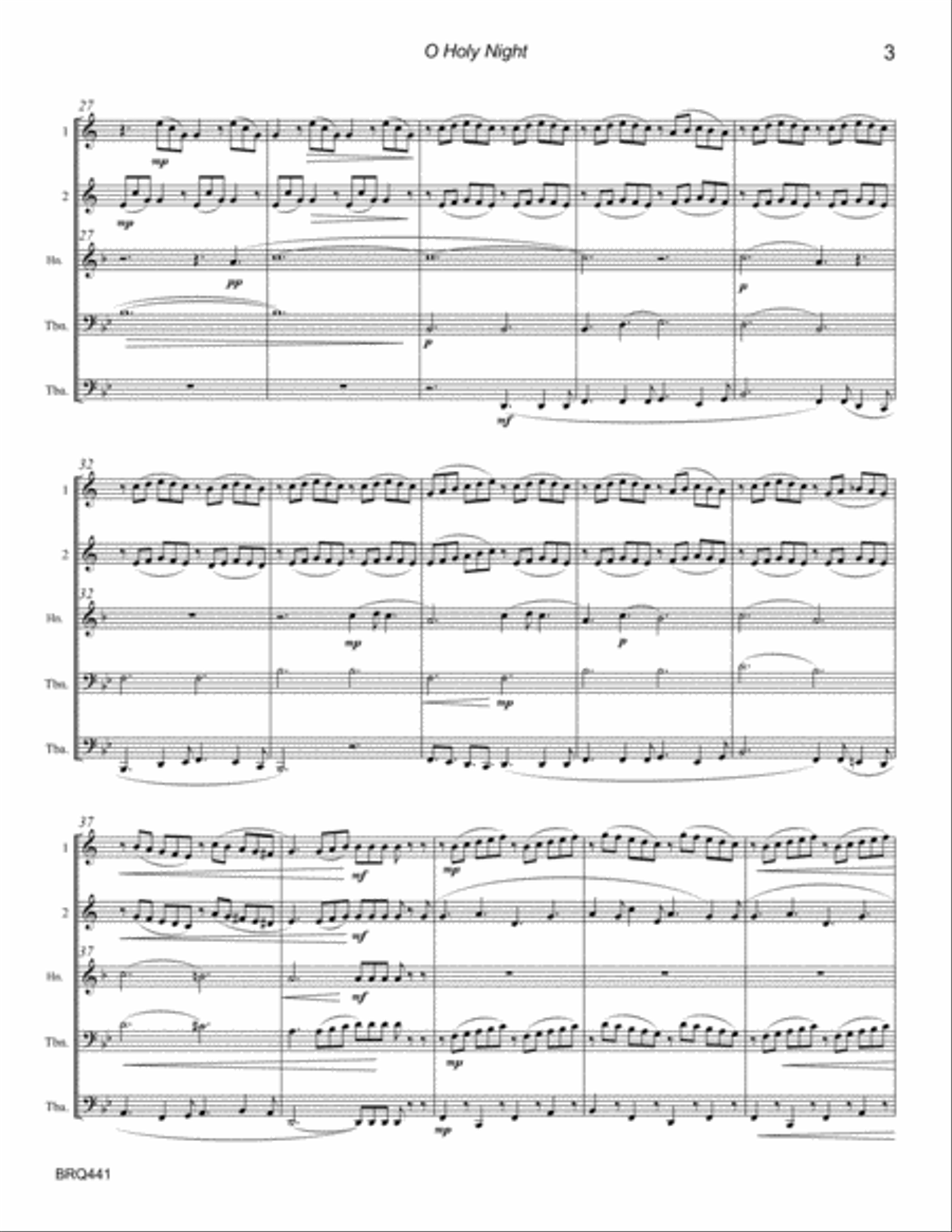 O HOLY NIGHT - unaccompanied BRASS QUINTET O HOLY NIGHT - unaccompanied BRASS QUINTET Brass Quintet scores gallery preview page 3