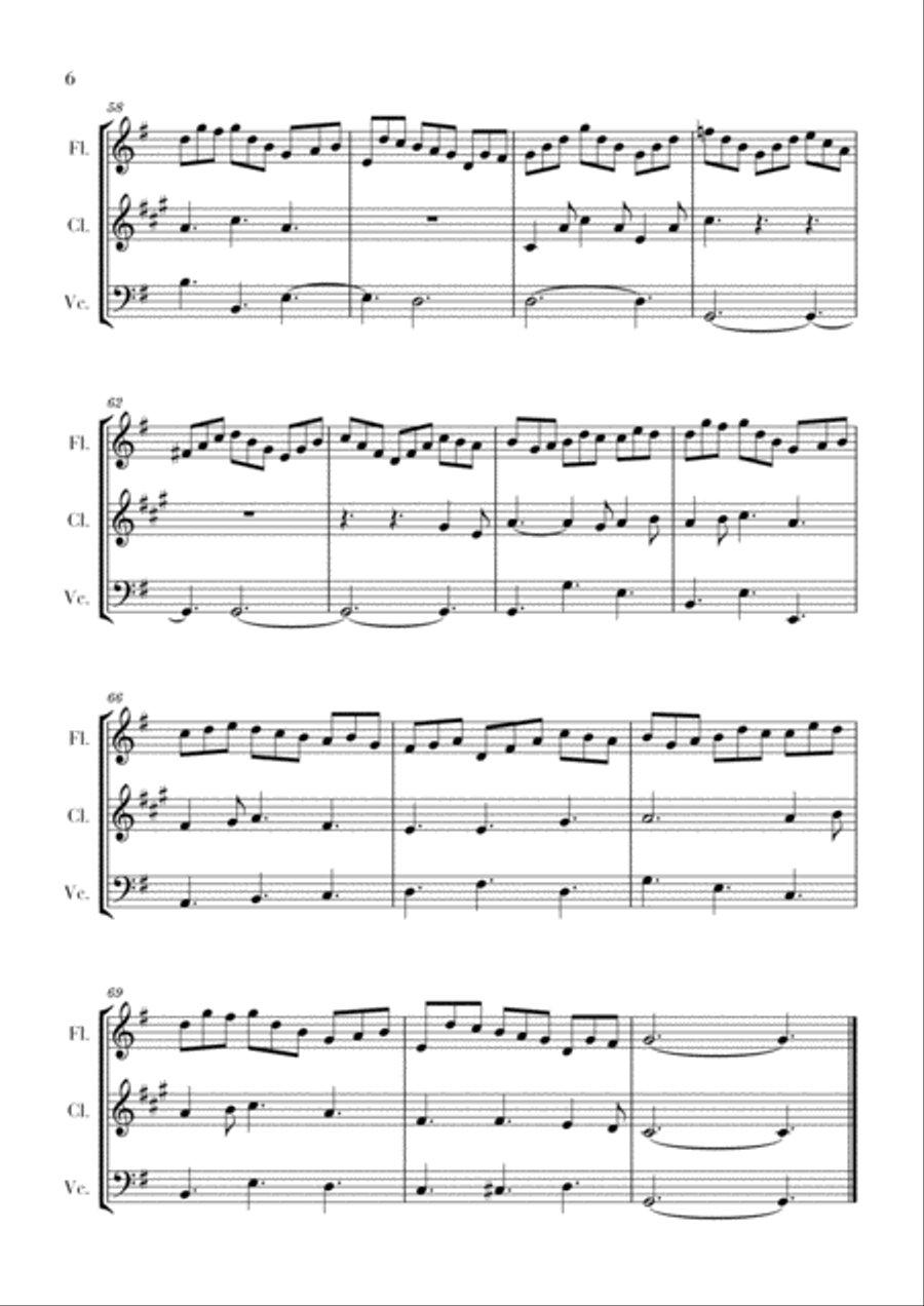 Bach - Jesus bleibet meine Freude for Flute, Clarinet and Cello Small Ensemble scores gallery preview page 6