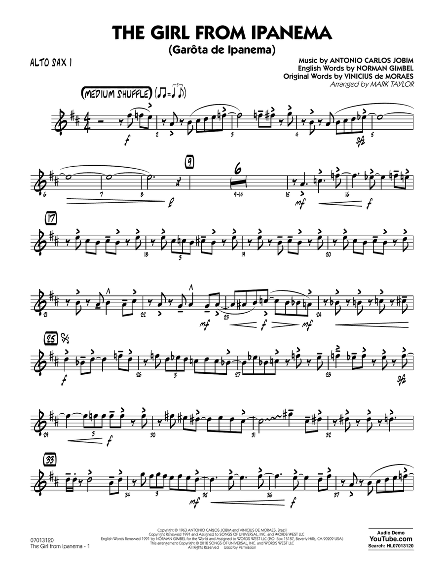 The Girl from Ipanema - Alto Sax 1 Jazz Ensemble scores gallery preview page 1