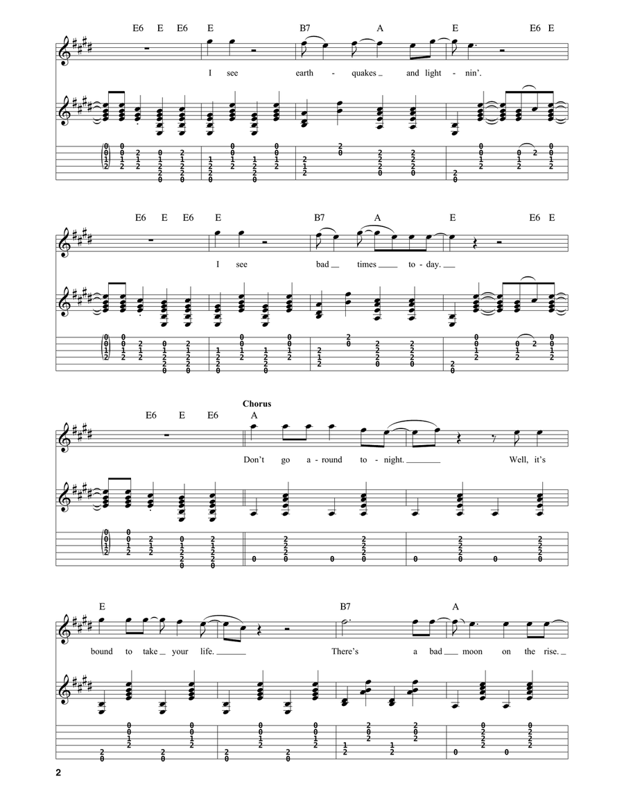 Bad Moon Rising Acoustic Guitar scores gallery preview page 2