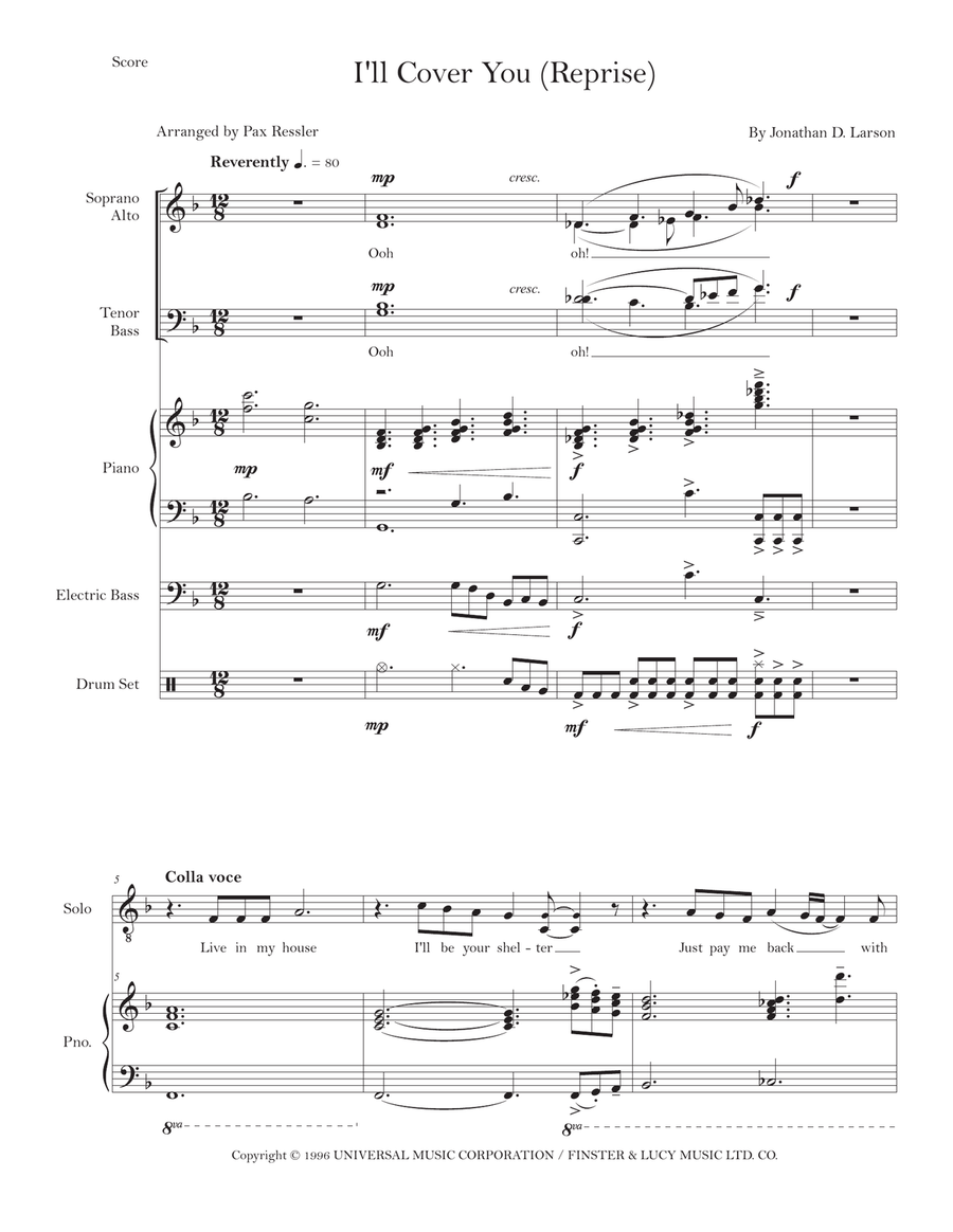 I'll Cover You - Reprise I'll Cover You - Reprise 4-Part scores gallery preview page 1