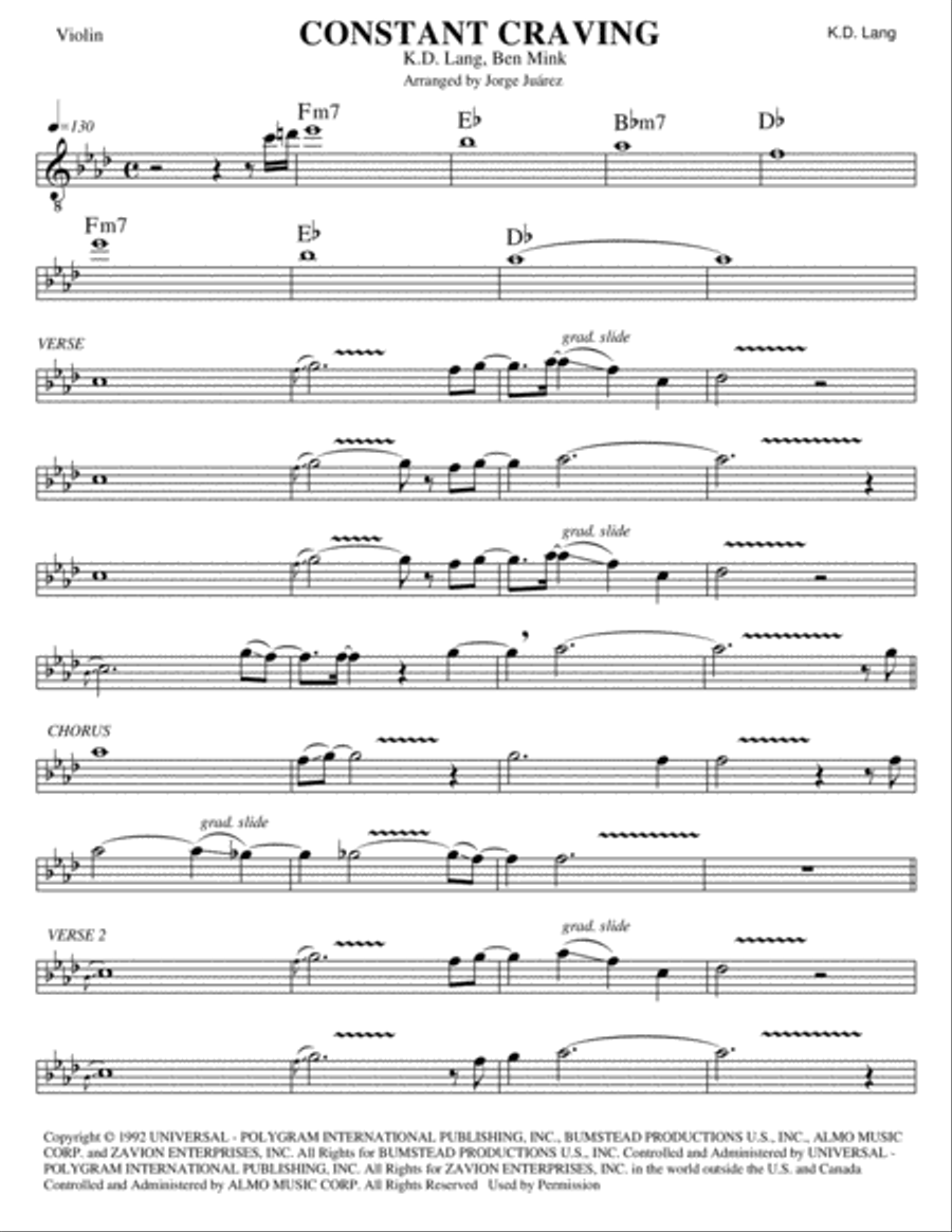 Constant Craving Constant Craving Violin Solo scores gallery preview page 1