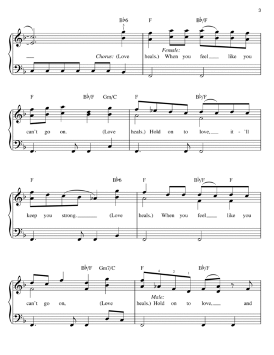 Love Heals Easy Piano scores gallery preview page 3
