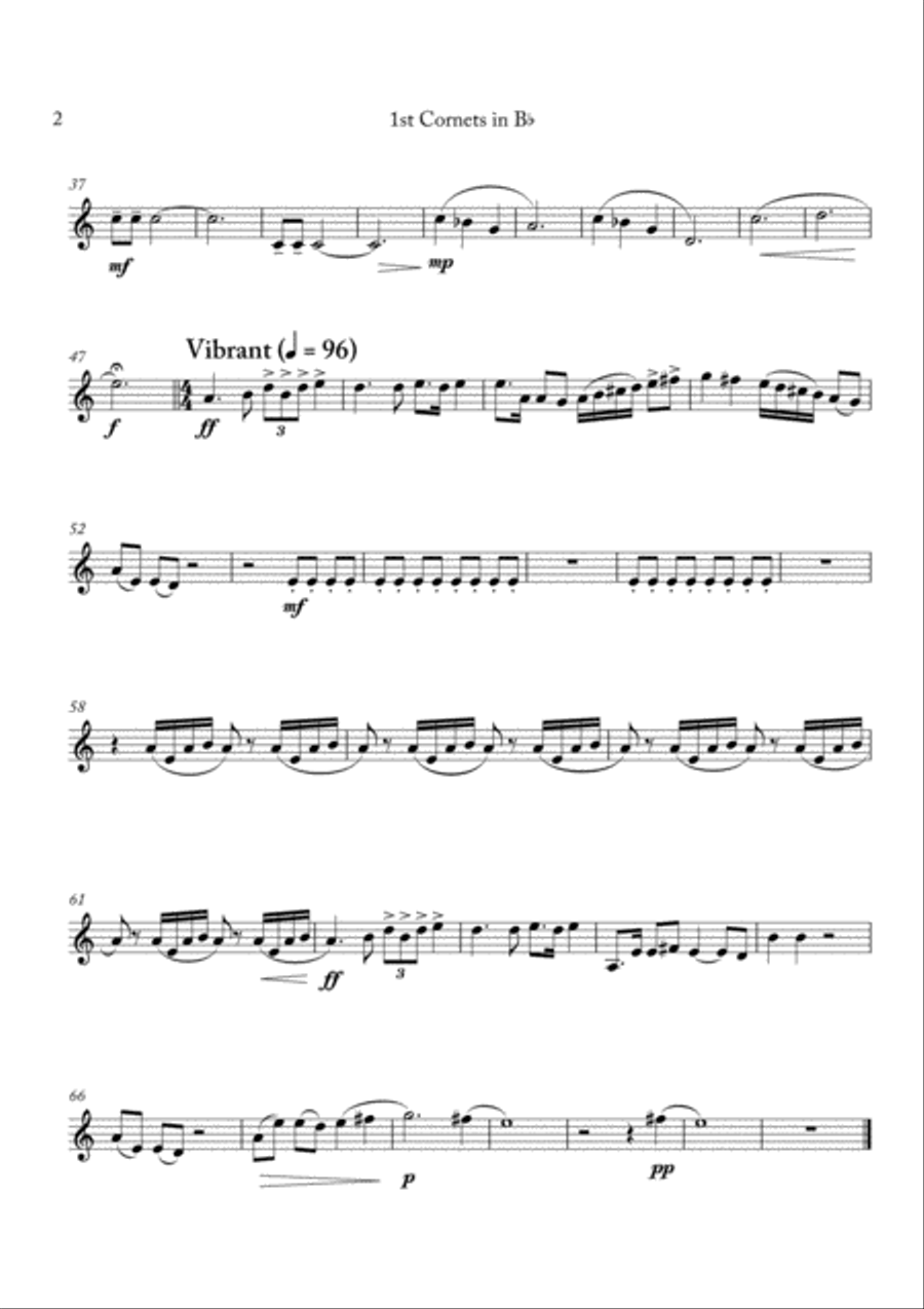 Carson Cooman: Pittsburgh Rhapsody (2008) for brass band, 1st Bb cornet part Brass Band scores gallery preview page 2