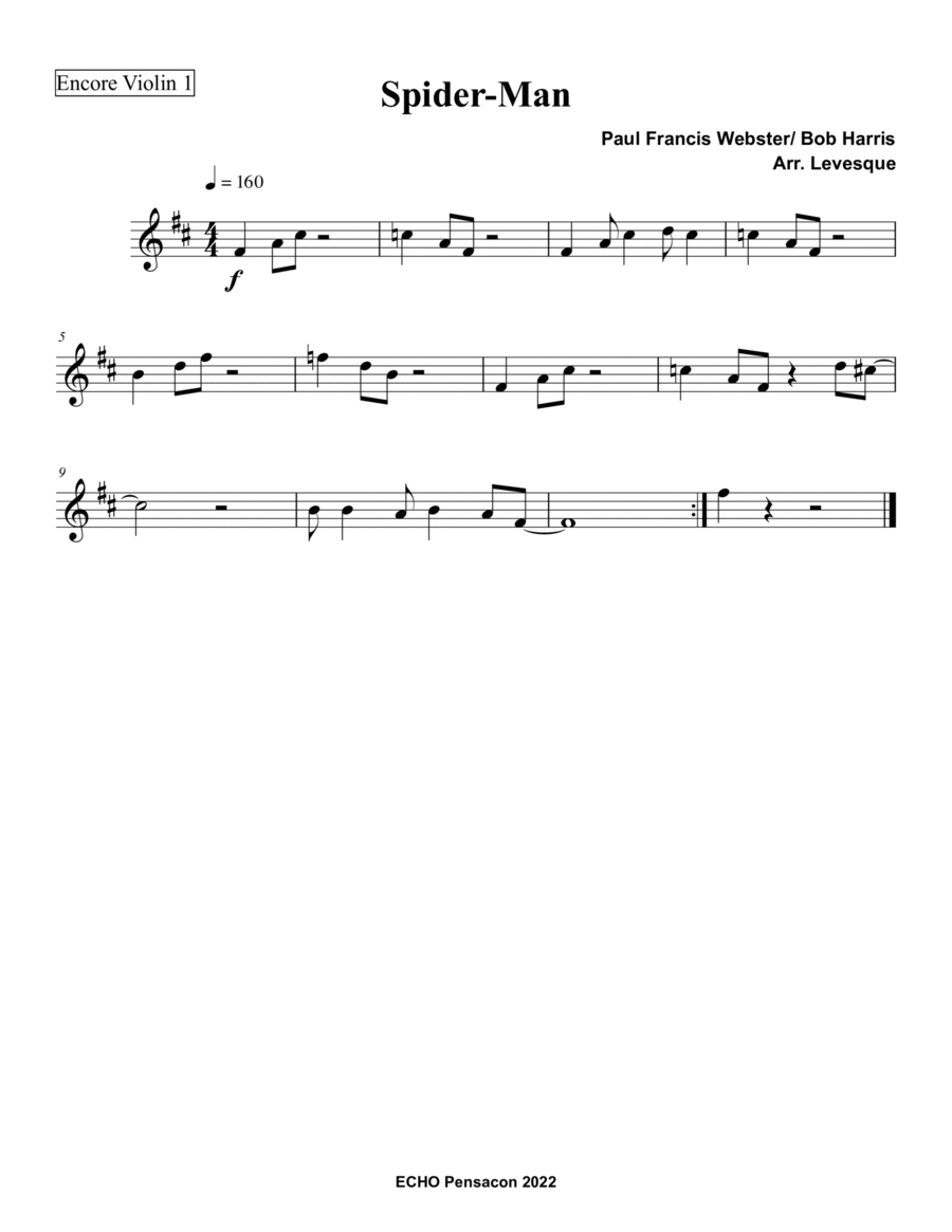 Spider Man String Orchestra scores gallery preview page 1