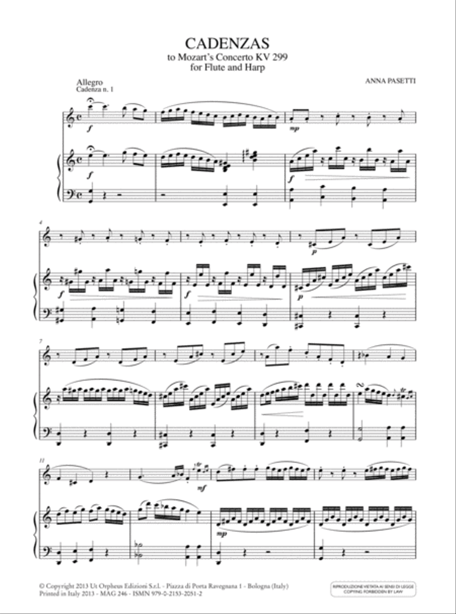 Cadenzas to Mozart’s Concerto KV 299 for Flute and Harp Flute scores gallery preview page 2