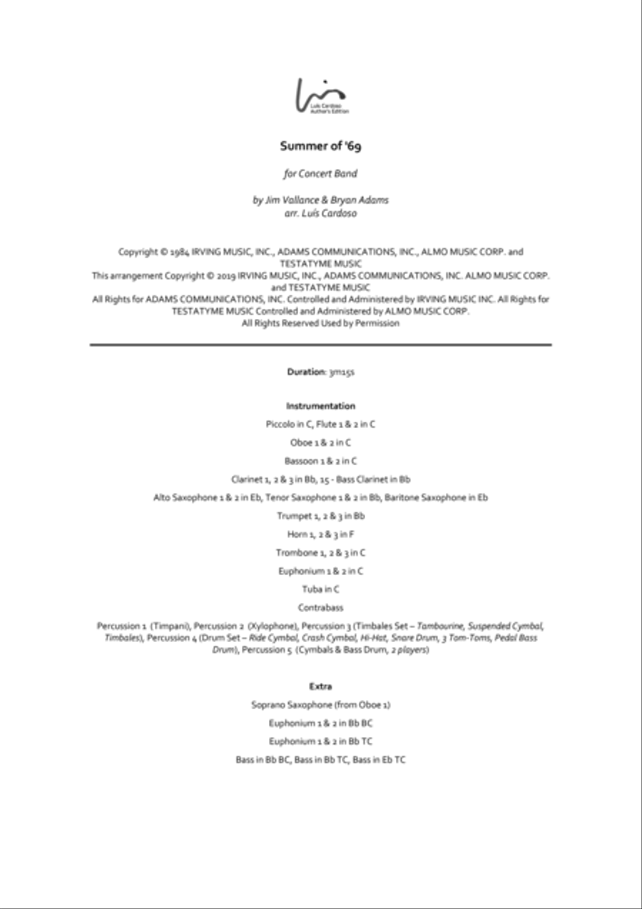 Summer Of '69 Summer Of '69 Concert Band scores gallery preview page 3