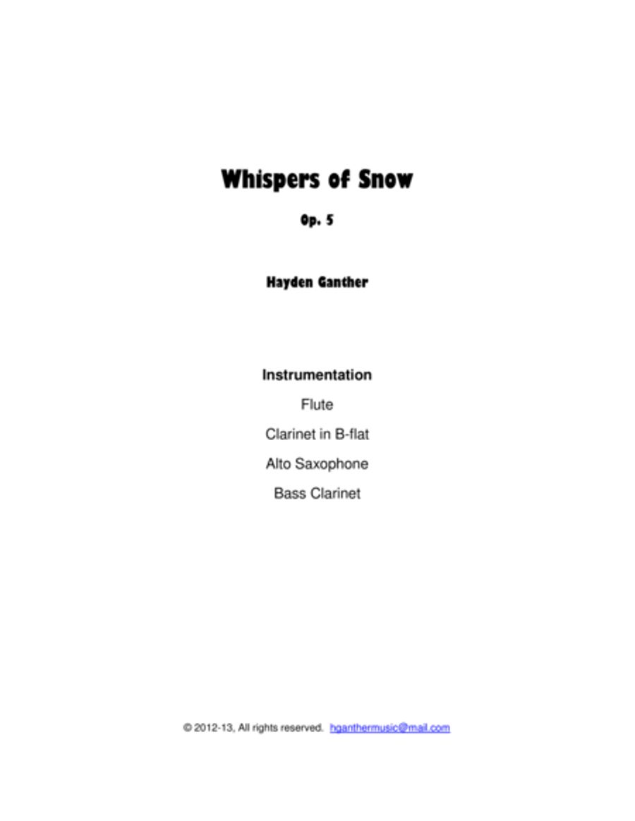 Whispers of Snow Woodwind Quartet scores gallery preview page 1