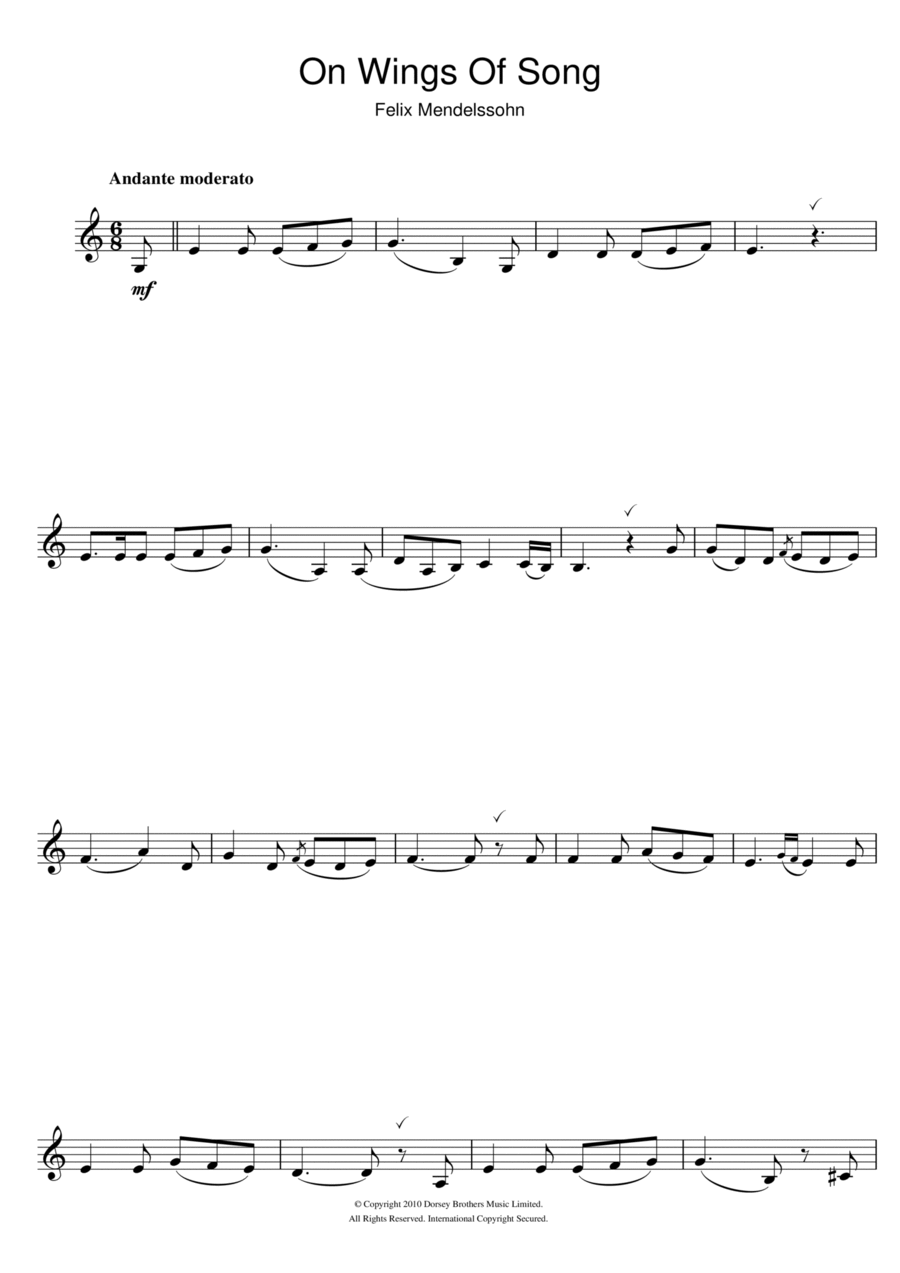 On Wings Of Song Clarinet Solo scores gallery preview page 1