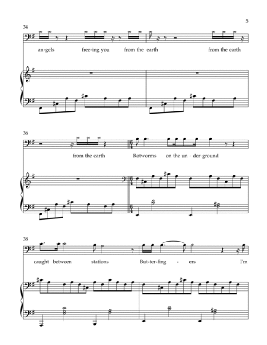 Rabbit In Your Headlights (instrumental) Piano, Vocal, Guitar scores gallery preview page 5