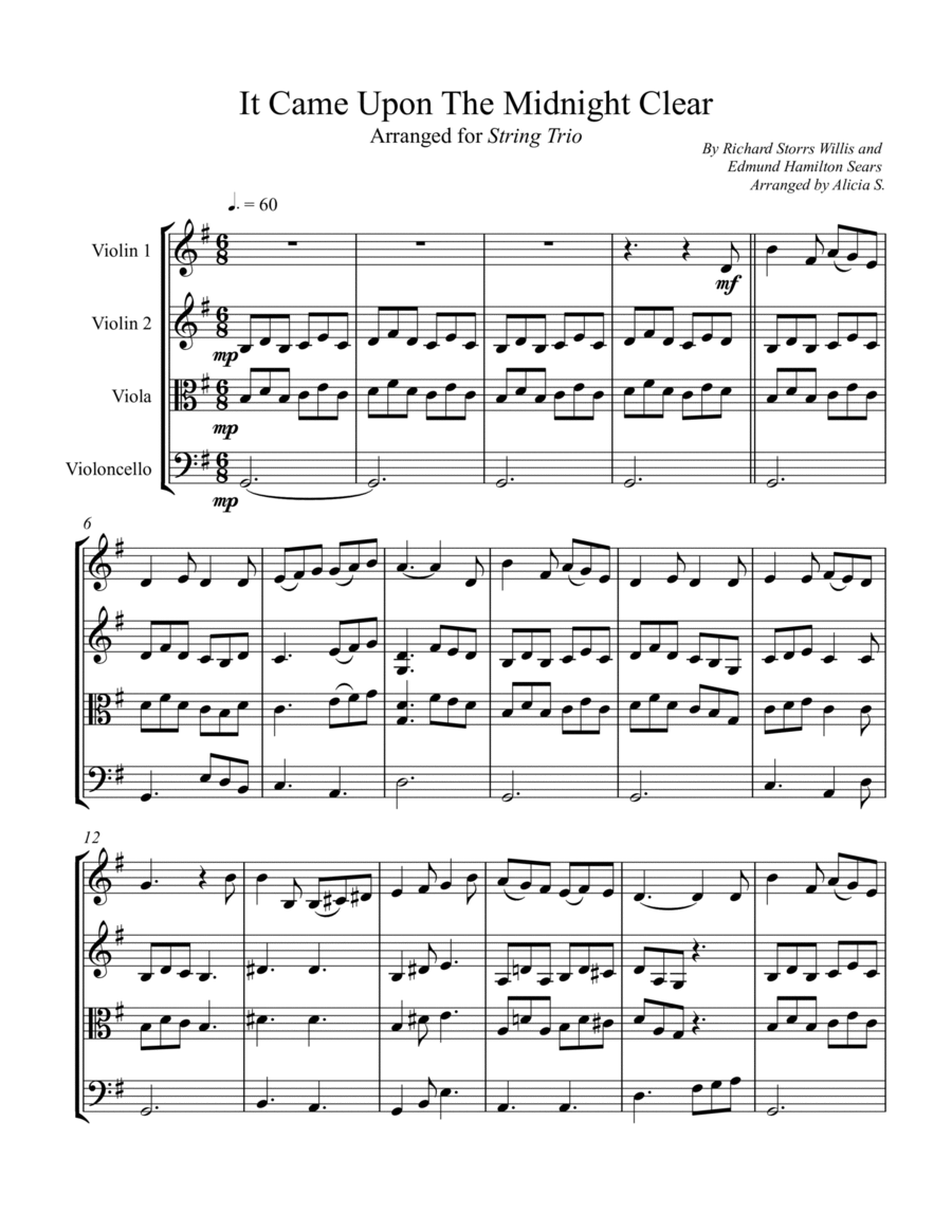 It Came Upon The Midnight Clear String Trio scores gallery preview page 1