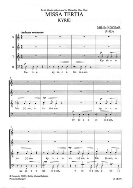 Missa tertia für gemischten Chor