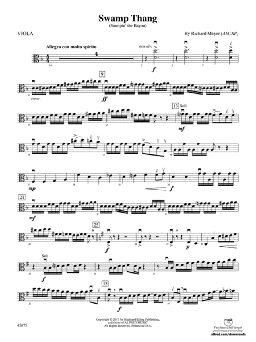 Swamp Thang: Viola String Orchestra scores gallery preview page 1
