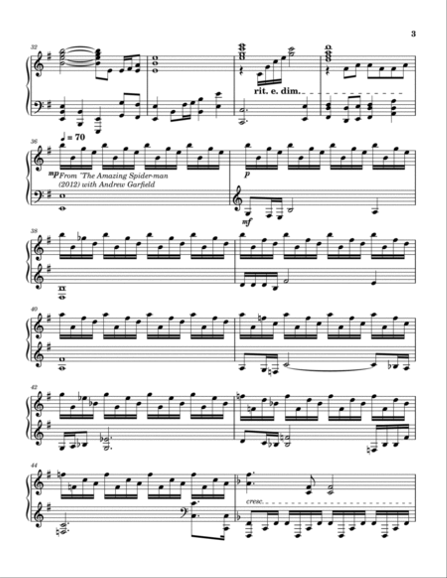 Theme From Spider Man Piano Solo scores gallery preview page 3