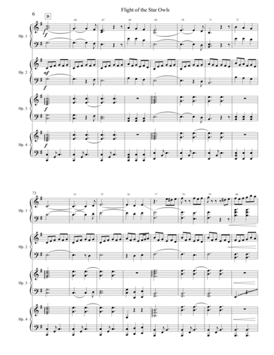 Flight of the Star Owls Arrangement for Advanced Harp Ensemble (E min) - Score Only image number null