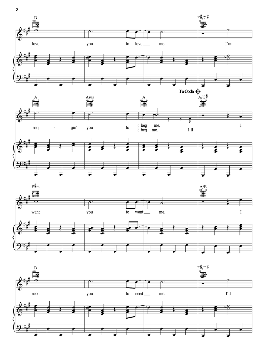I Want You To Want Me I Want You To Want Me Piano, Vocal, Guitar scores gallery preview page 2