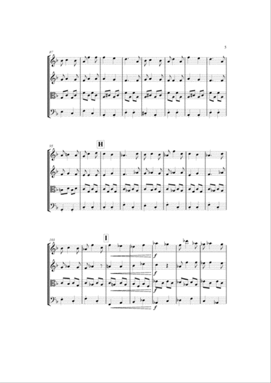 Dance of the Comedians from The Bartered Bride by Smetana for string quartet, score, parts String Quartet scores gallery preview page 5