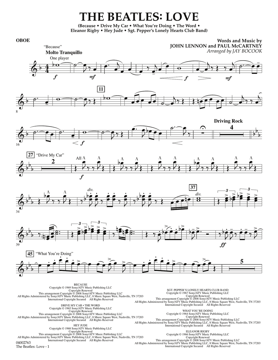 The Beatles: Love - Oboe Concert Band scores gallery preview page 1
