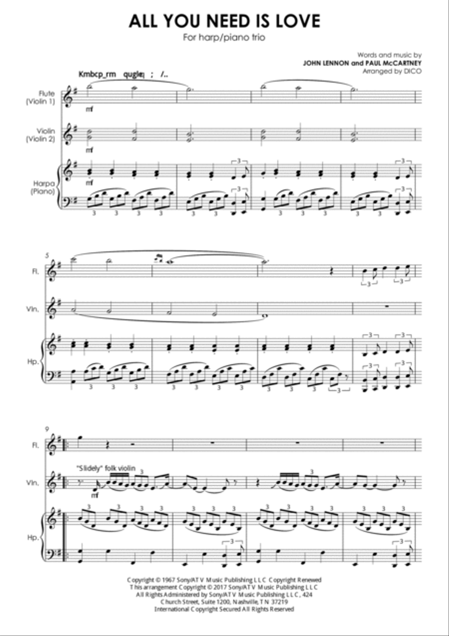 All You Need Is Love Piano Trio scores gallery preview page 2