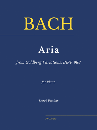 Book cover for Bach: Aria from Goldberg Variations, BWV 988 as played by Víkingur Ólafsson (for Piano)