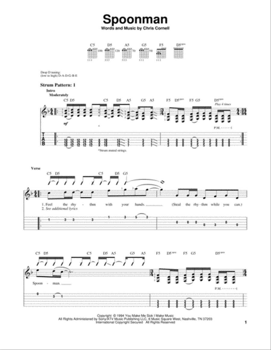 Spoonman Acoustic Guitar scores gallery preview page 1