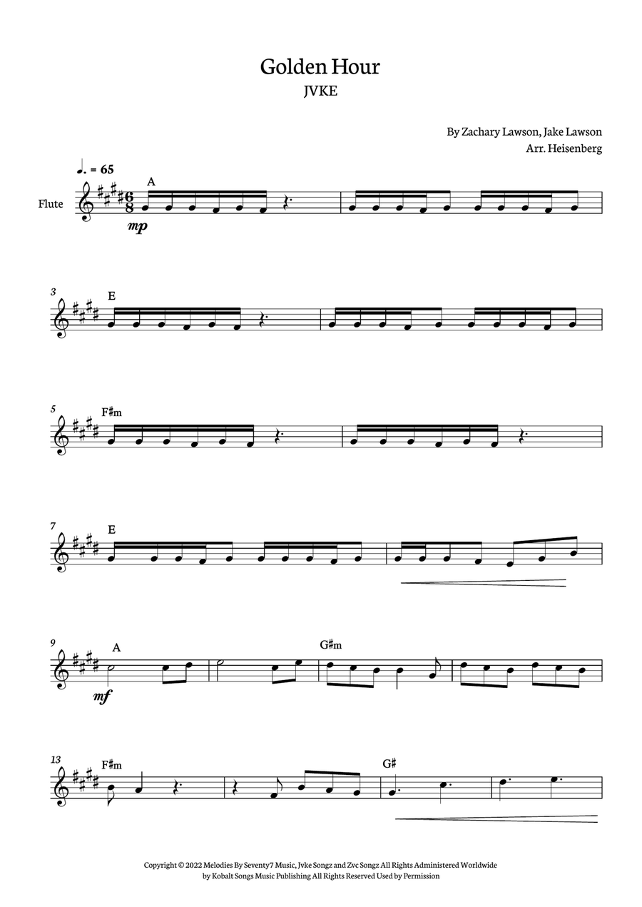 Golden Hour Flute Solo scores gallery preview page 1