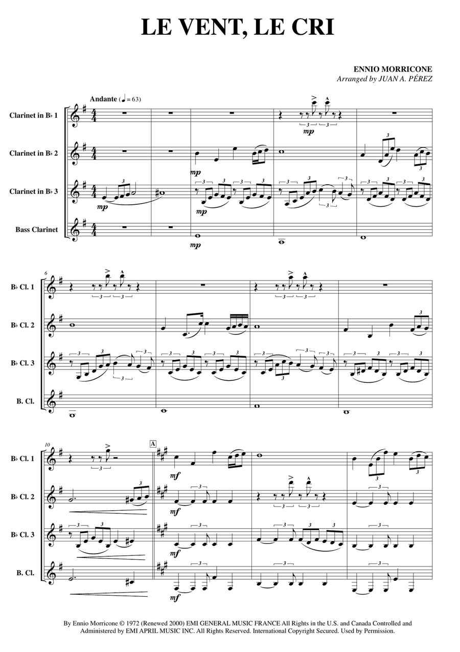 Le Vent, Le Cri Clarinet Quartet scores gallery preview page 2