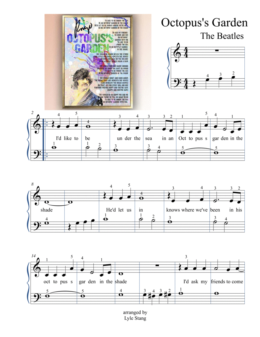Octopus's Garden Easy Piano scores gallery preview page 1