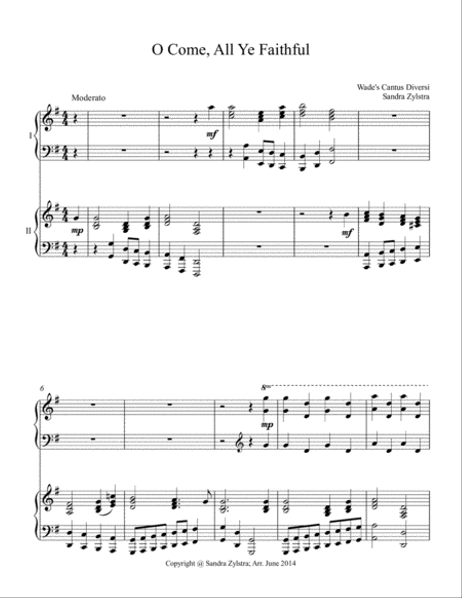 O Come, All Ye Faithful (2 piano duet) 2 Pianos, 4-Hands scores gallery preview page 2