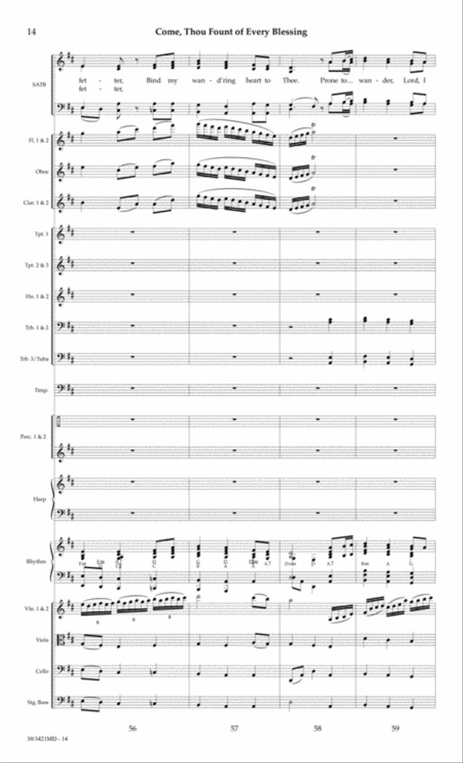 Come, Thou Fount of Every Blessing - Orchestral Score and Parts Choir scores gallery preview page 17