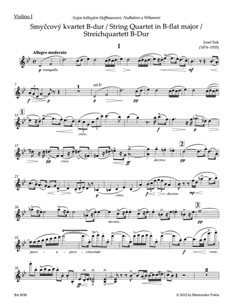 Smyccovy, KVartet c. 1, No. 1 B flat major, Op. 11