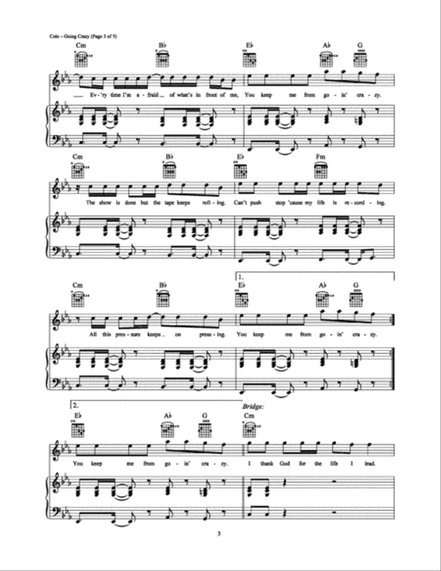 Going Crazy Going Crazy Piano, Vocal, Guitar scores gallery preview page 3