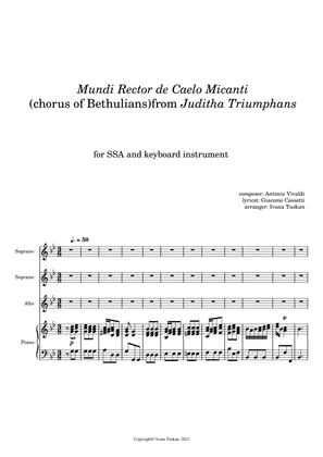 Book cover for Antonio Vivaldi: Mundi rector for SSA and piano, G – minor