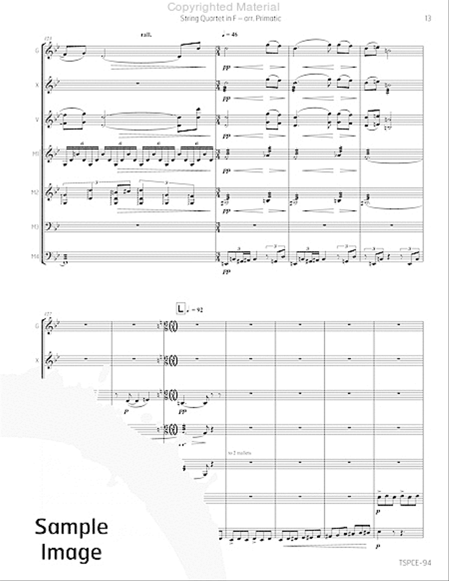 String Quartet in F Percussion Ensemble scores gallery preview page 16