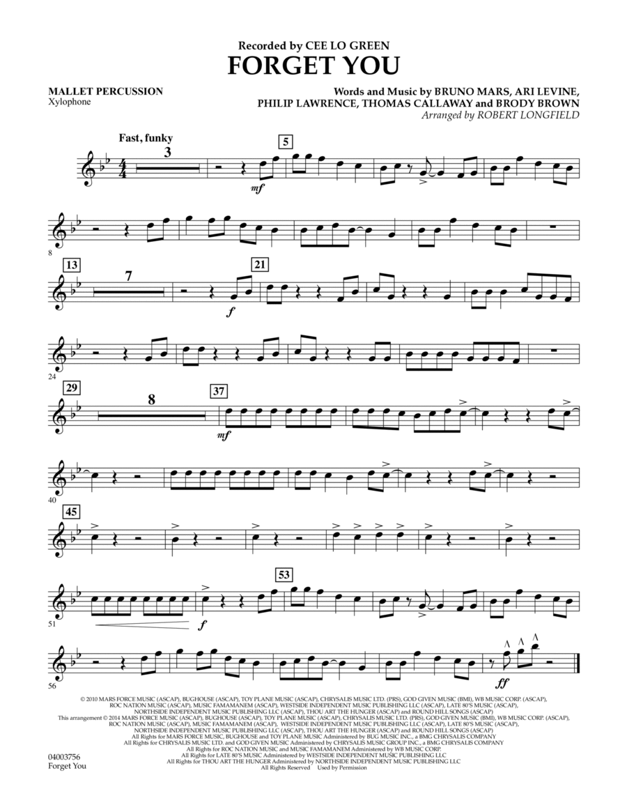 Forget You - Mallet Percussion Concert Band scores gallery preview page 1