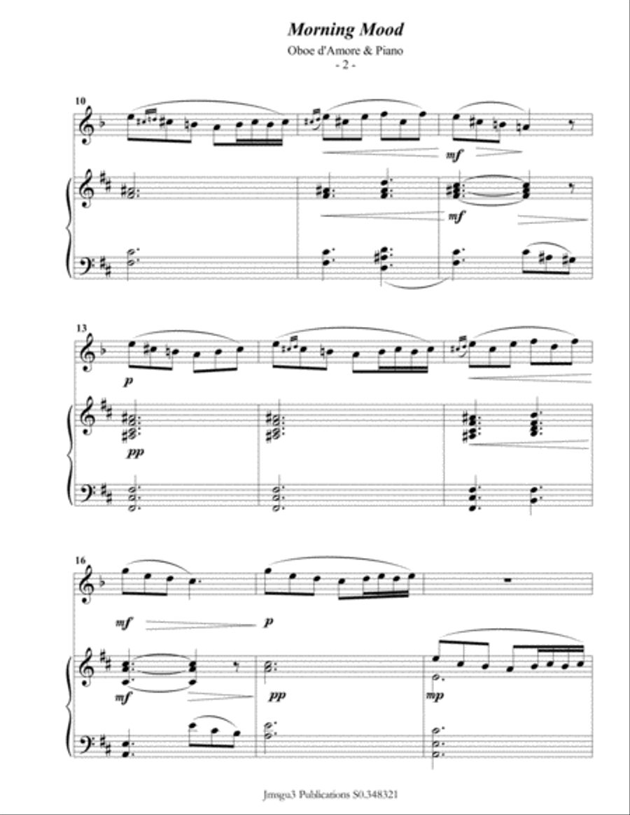 Grieg: Morning Mood from Peer Gynt Suite for Oboe d'Amore & Piano Oboe scores gallery preview page 3