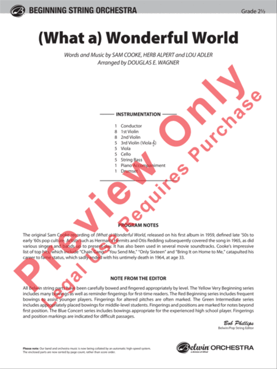 (What a) Wonderful World String Orchestra scores gallery preview page 2