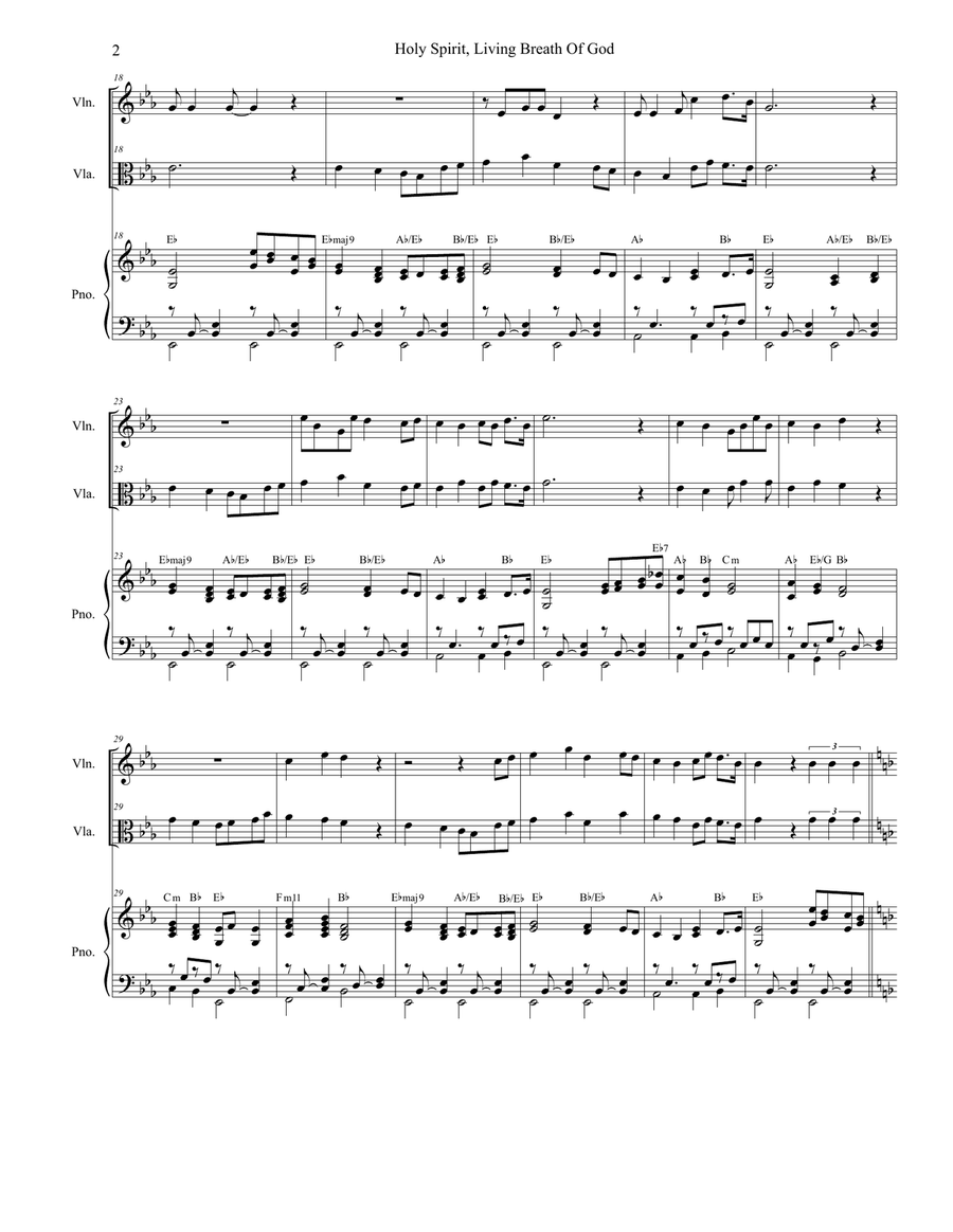 Holy Spirit, Living Breath Of God String Duet scores gallery preview page 2