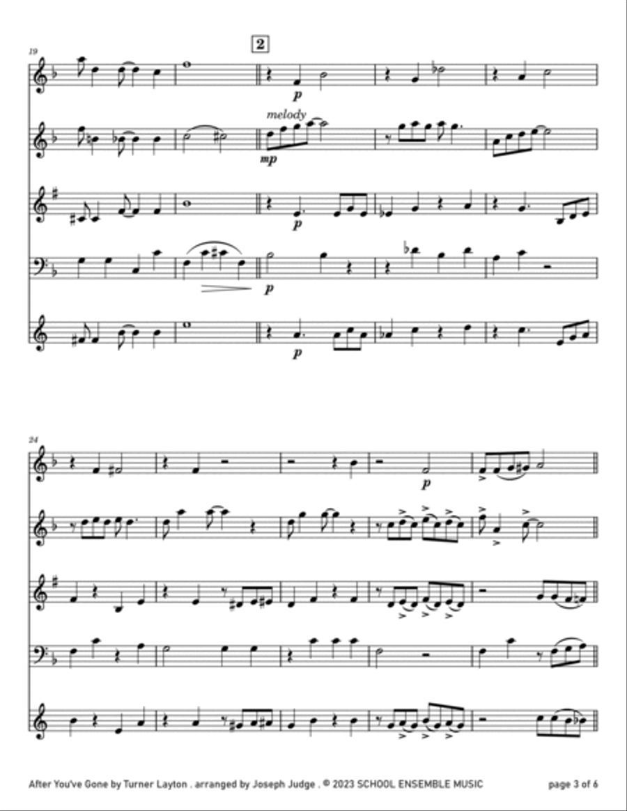 After You've Gone by Layton for Woodwind Quartet in Schools Woodwind Quartet scores gallery preview page 3