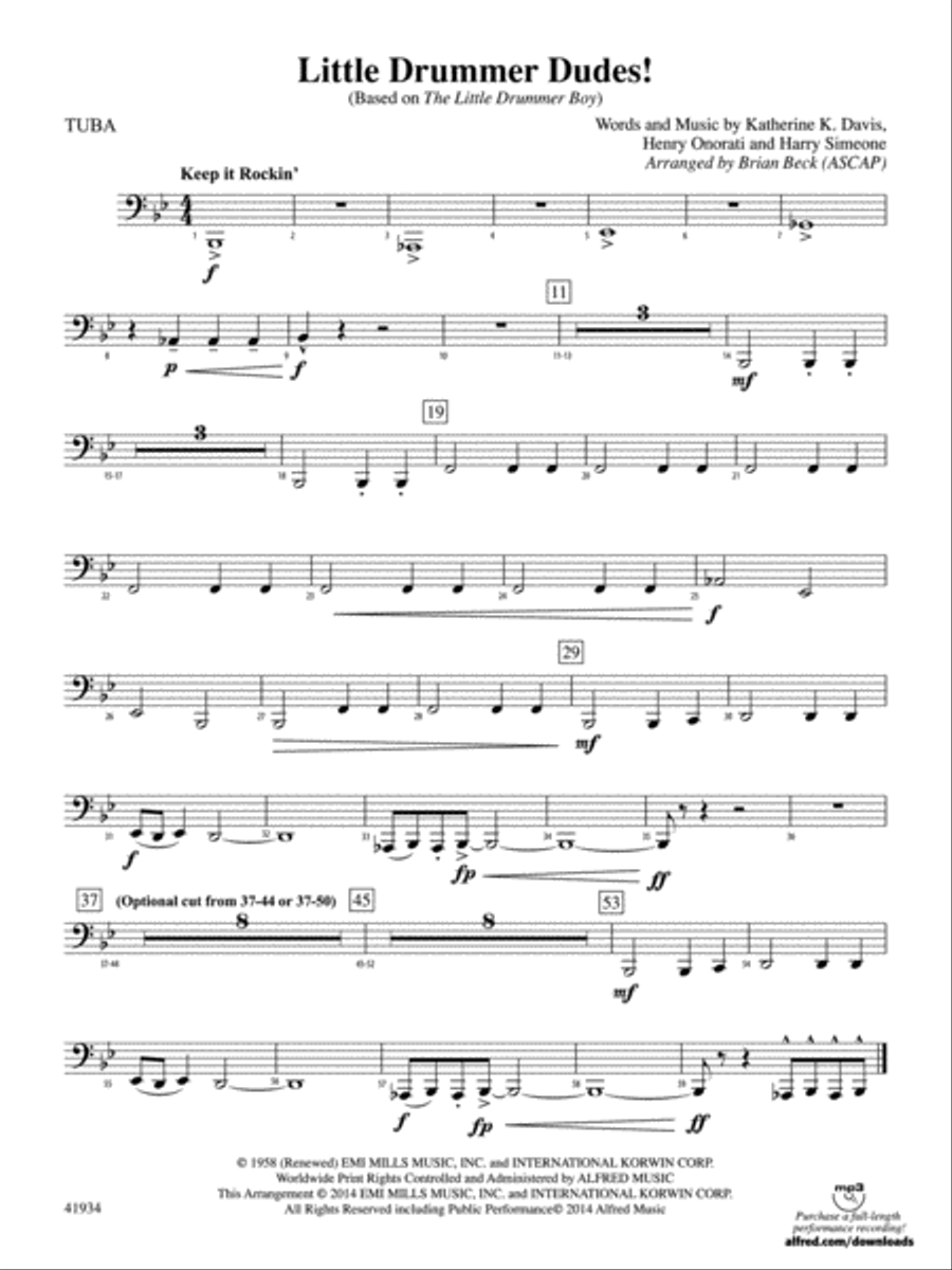 Little Drummer Dudes!: Tuba Concert Band scores gallery preview page 1