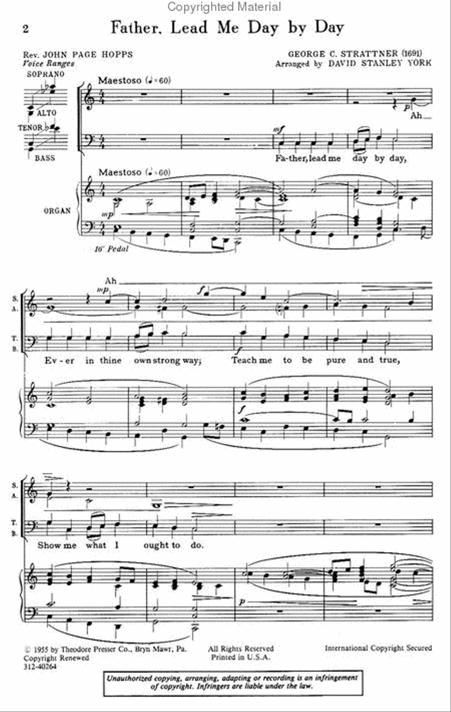 Father, Lead Me Day By Day 4-Part scores gallery preview page 2