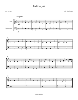 violin and cello ode to joy in c sheet music