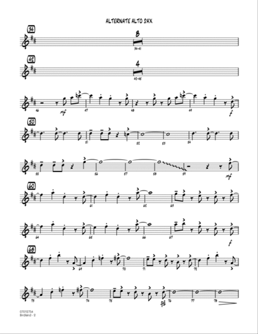 Birdland - Alternate Alto Sax Alto Saxophone scores gallery preview page 2
