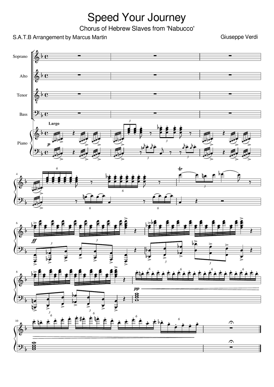 Speed your journey (Chorus of Hebrew Slaves) SATB
