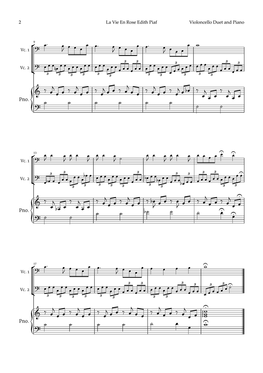 La Vie En Rose String Duet scores gallery preview page 2