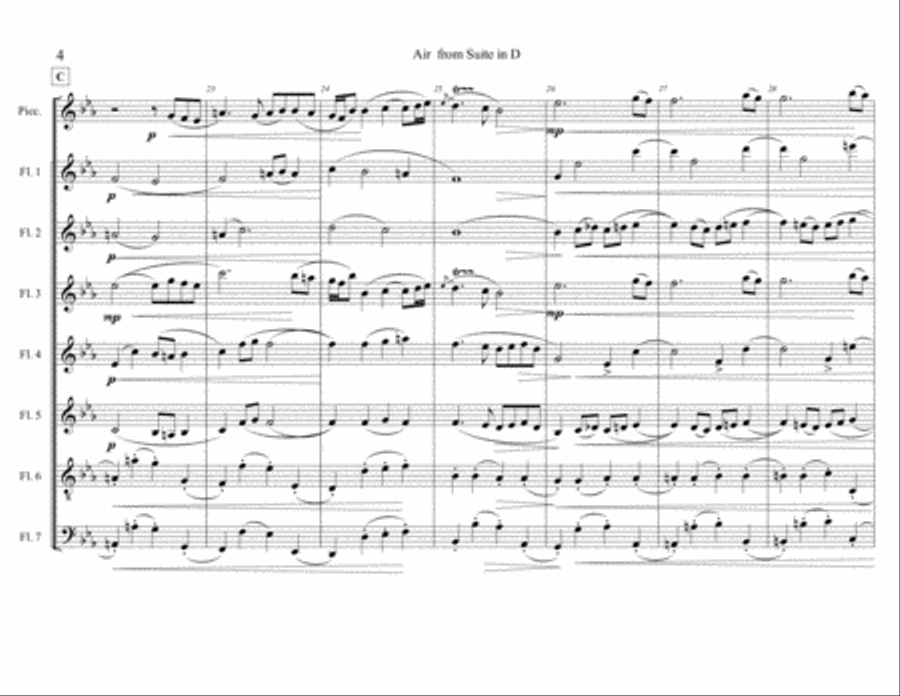 Air from Suite in D by Bach for flute choir / flute ensemble Flute Choir scores gallery preview page 6